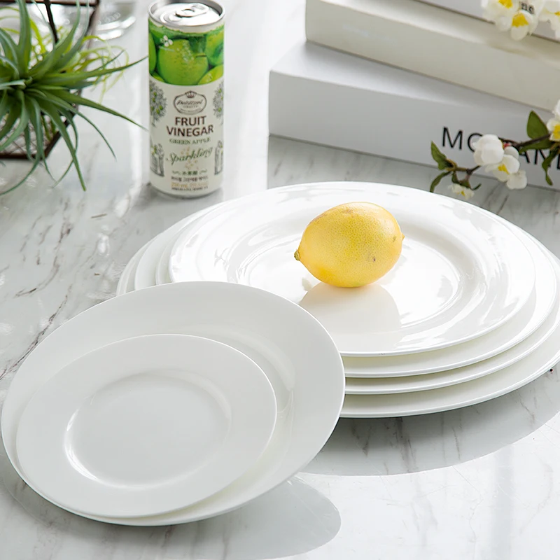 

12 Inch, White Bone China Serving Dish, Ceramic Dinner Plate, Porcelain Flat Plates, Plate for Candy and Cake