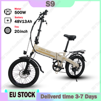 E-bike S9 500W Motor 48V13AH Removable Lithium Battery Foldable Adult All Terrain Electric Bike 20inch Fat Tire Electric Bicycle