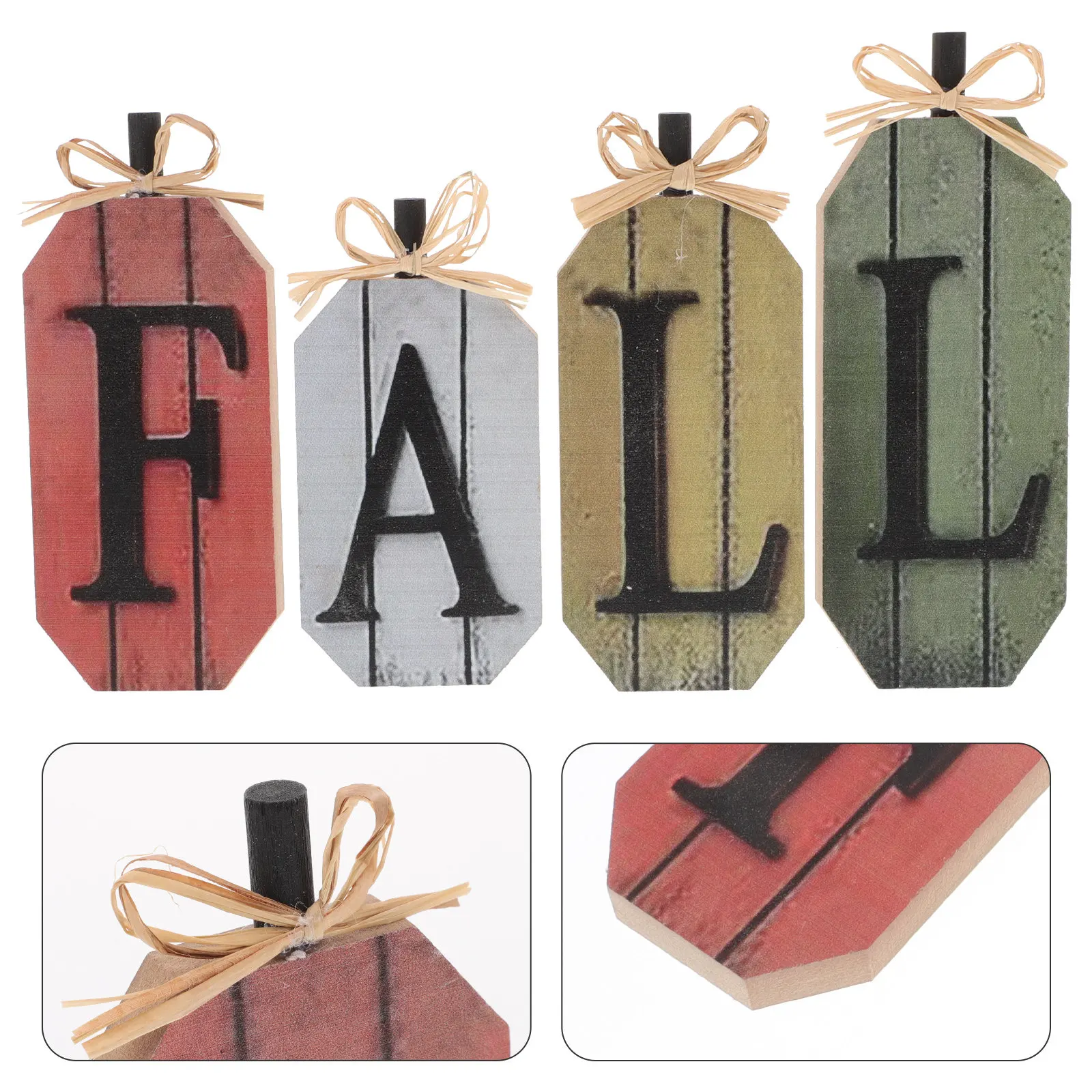 4Pcs Thanksgiving Wooden Table Signs Vintage Farmhouse Block Autumn Harvest Decor Centerpiece Fall Mantle Tiered Tray