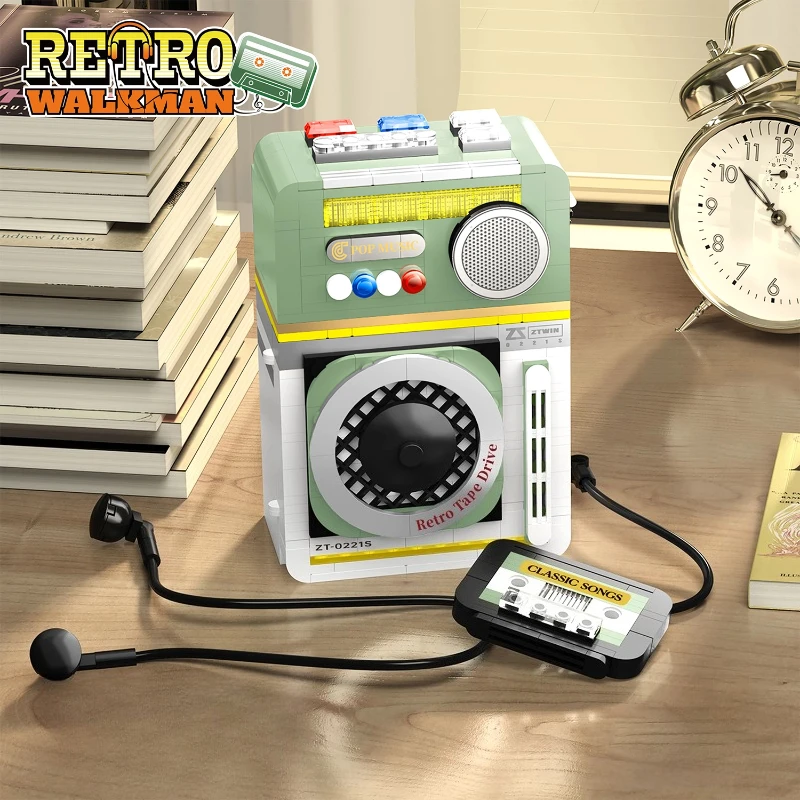 

SEMBO Retro Walkman Building Blocks Creative Hand-assembled Simulation Home Appliance Model Trendy Toys Desktop Ornaments Gifts