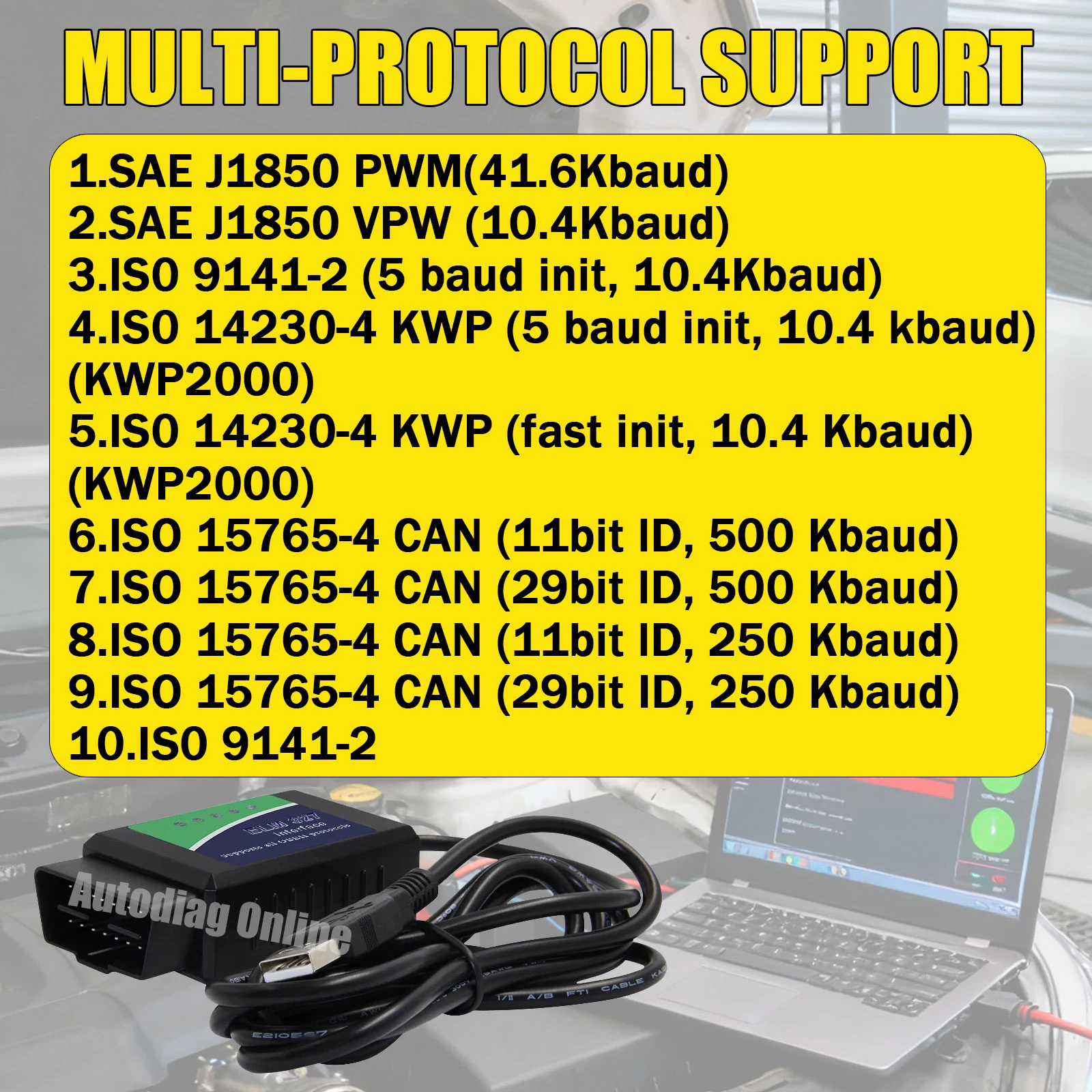OBD2 診断スキャナー オリジナル PIC18F25K80 FTDI FT232RL OBDII インターフェーススキャナー ScanTool/MultiEcuScan ELM327 USB スキャナー用