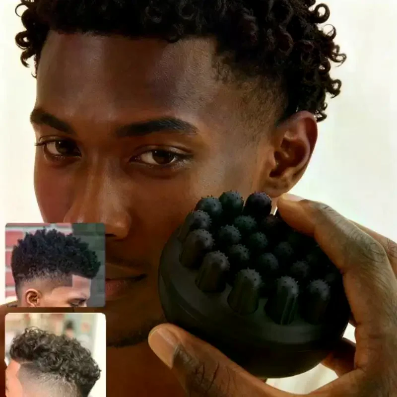 Afro Hair Sponge for Curly Hair, Washable Rubber Coil Wave Dreadlock Fork Comb, Edge Brush Styling Tool for Women Men - view 4