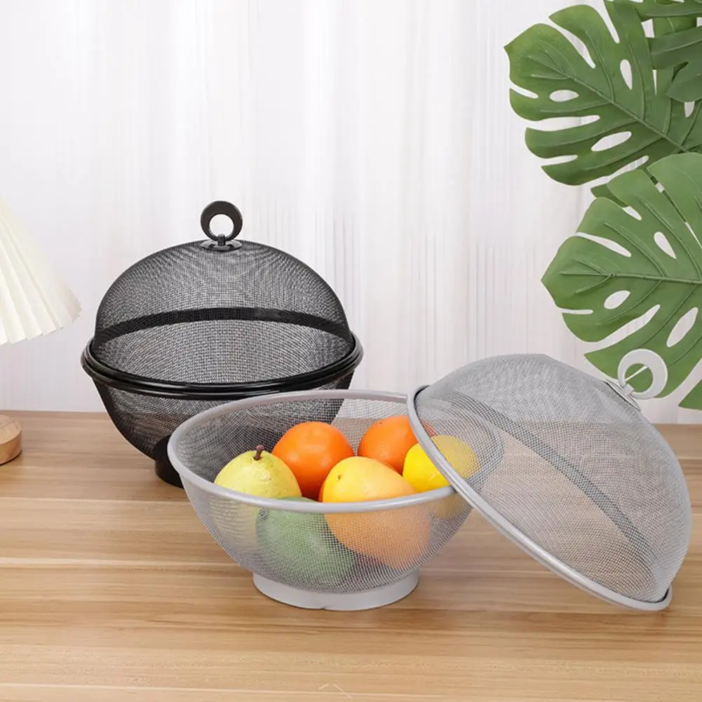 Mesh Fruit Basket With Lid Prevent Fly Stainless Steel Kitchen Drain Basket Vegetables Fruit Holder Kitchen Supplies 그물코 과일 바구니