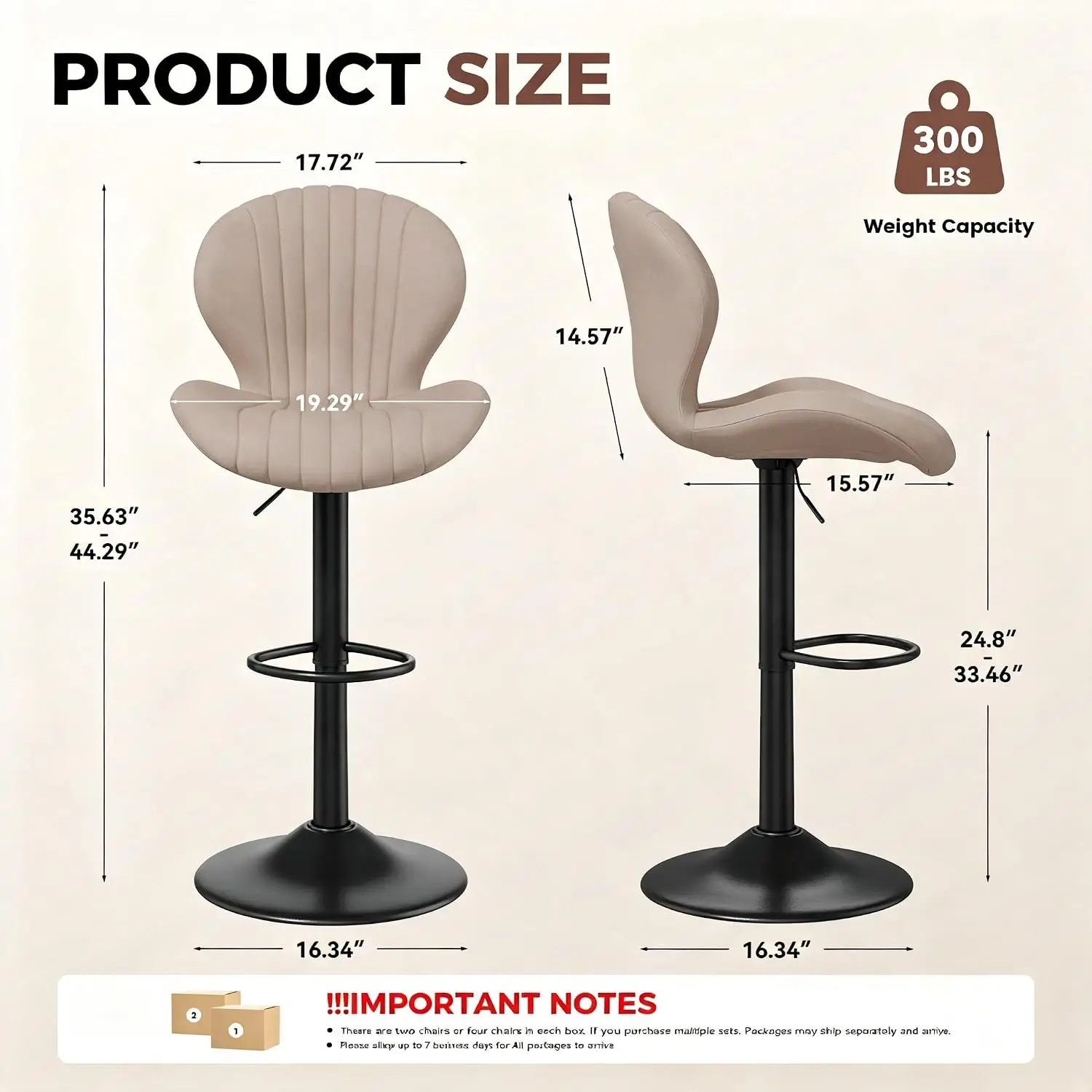 Modern Bar Stools Set of 4, Adjustable Fabric Upholstered Swivel Bar Stools, Counter Height Bar Chair with Backrest for Kitchen