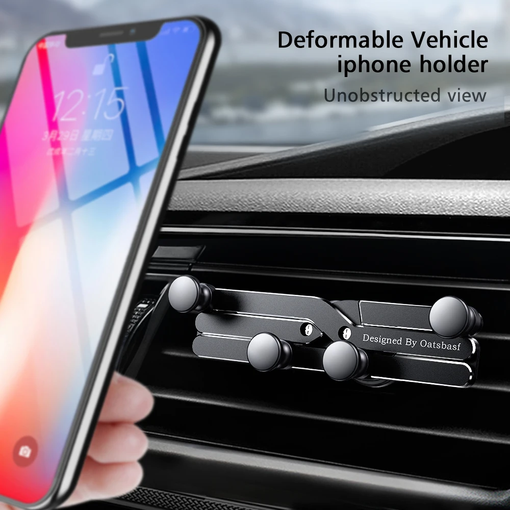 

Oatsbasf Gravity Car Phone Holder Metal GPS Support Phone Stand For iPhone 13 12 Pro Max Xiaomi Universal Car Air Vent Clip Hold