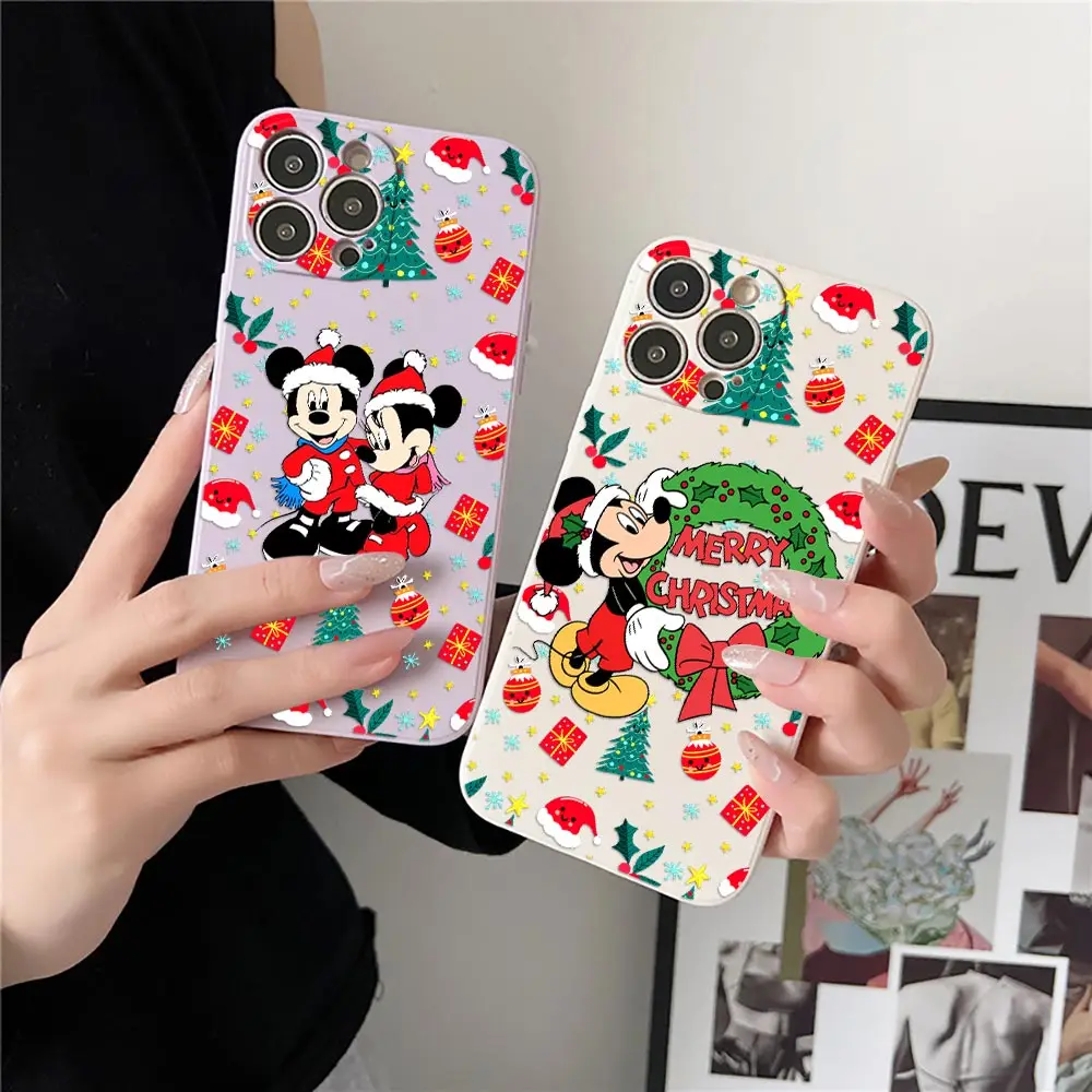 Чехол для телефона для iPhone 17, 16, 15, 14, 13, 12, 11 Pro Max, чехлы для iPhone 17Air 16 Plus 16E XS, задняя крышка с Рождеством, Микки Маусом