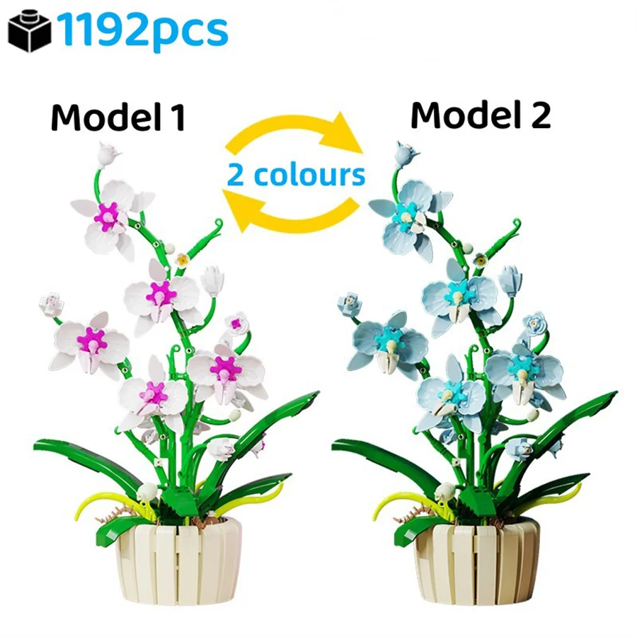 

1192PCS Creative DIY Building Blocks Set Desktop Decoration Orchid Building Blocks Model MOC Educational Toy Gift for Adult Kid