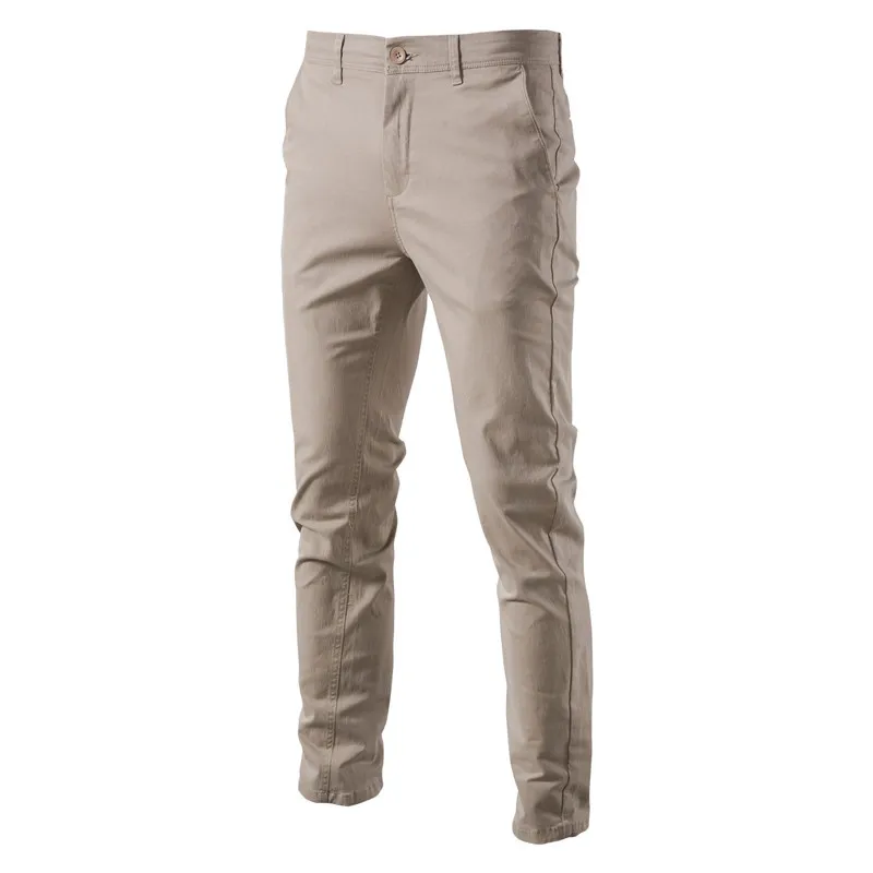 Men's Casual Trousers Solid Cotton Suit Small Foot Tight Trousers Men's Business Casual Cotton Trousers Dress Pants