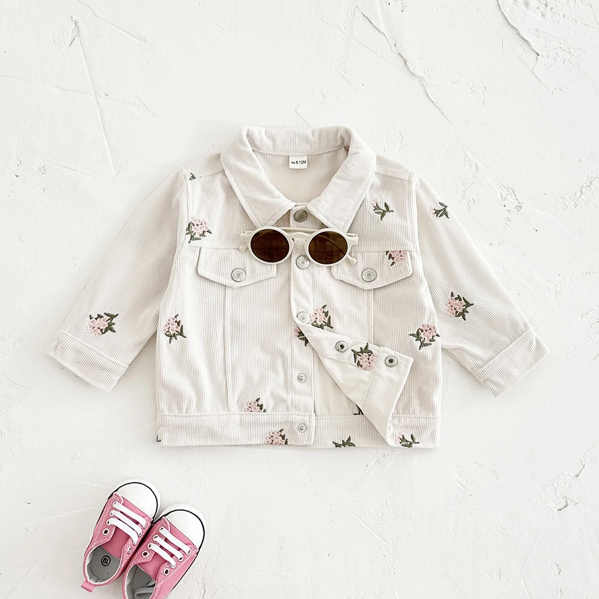 

Ins Baby Girls Clothes Outerwear Infant Jackets Flower Embroidery Stylish Sport Coat Denim Top Children Clothes Ins Autumn Coat