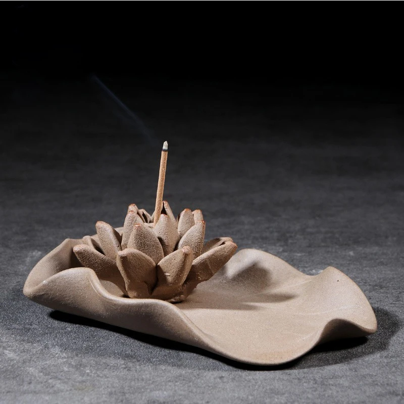 

PINNY Ceramic Hand Kneaded Lotus Incense Holder Creative Stick Incense Base Tea Ceremony Decoration Accessories