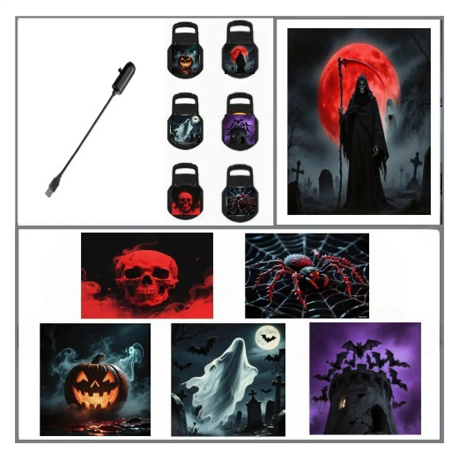 Lámpara de proyección de calavera de Halloween, diseño de patrón conmutable, rotación de 360 grados, USB, lámpara de proyector de Halloween, decoración LED