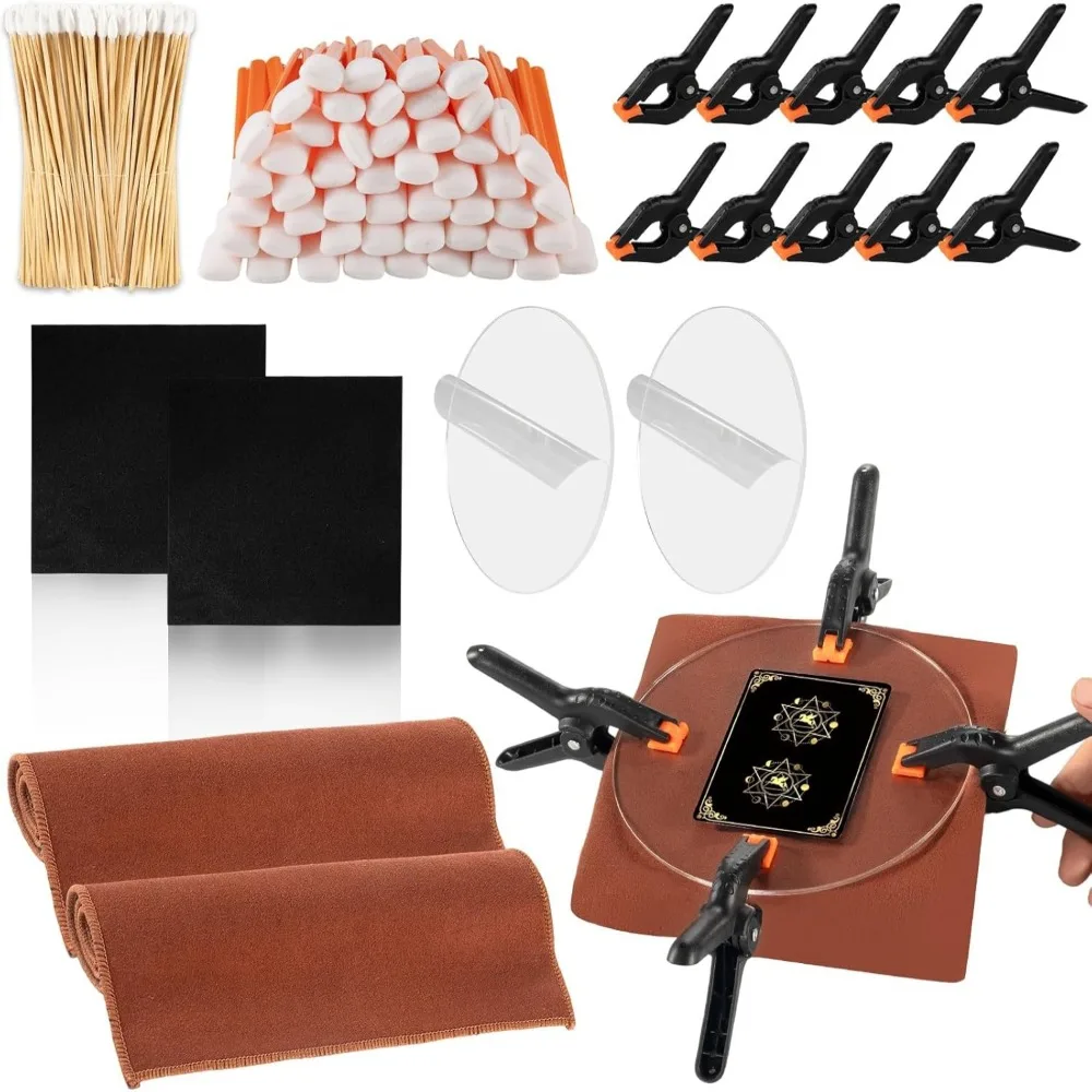 166pcs Precision Support Card Flattening Kit Clear Acrylic Rounds Portable Card Care Tool Accessory Kit