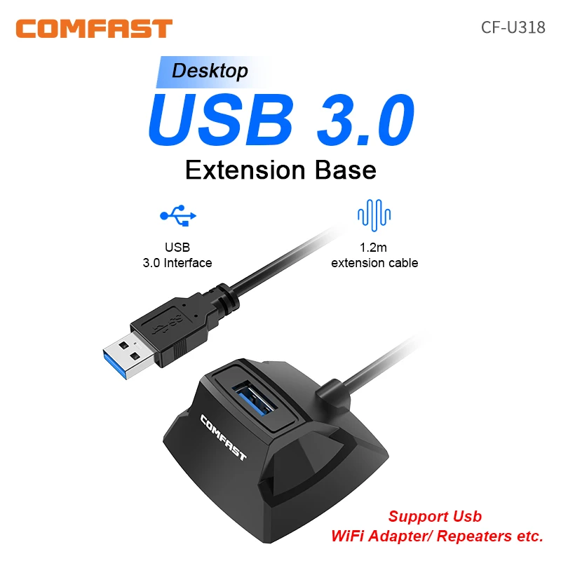 Comfast USB 3.0 Extension Cable Base High Speed 1.2M Desktop Extension cable for Usb wifi adapter /Booster Repeater Extender