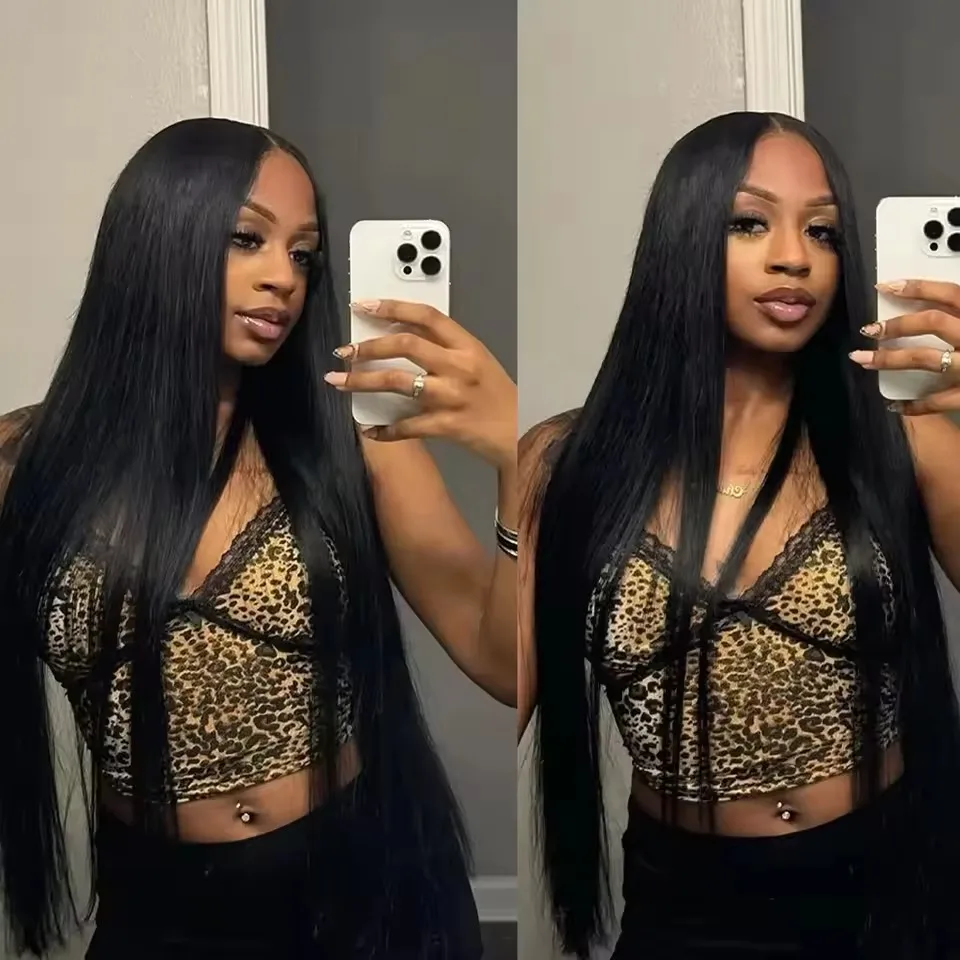 

13x4 13x6 Bone Straight Human Hair Wigs 360 Hd Lace Frontal Hair 40 Inch Straight HD Transparent Lace Human Hair Wig For Women