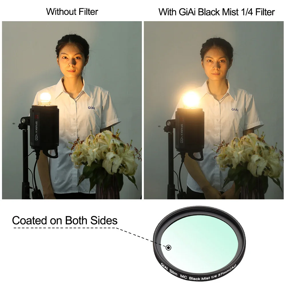 GiAi Black Mist Diffusion Filter 1/8 1/4 1/2 1 37mm 52mm Mobile Smartphone Camera Lens Filter For iPhone  Samsung Xiaomi