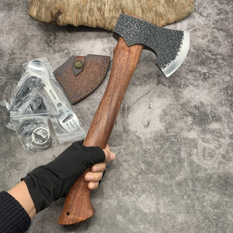 Chopping axe with high hardness and sharpness, household woodworking axe, outdoor multifunctional axe, hand forged