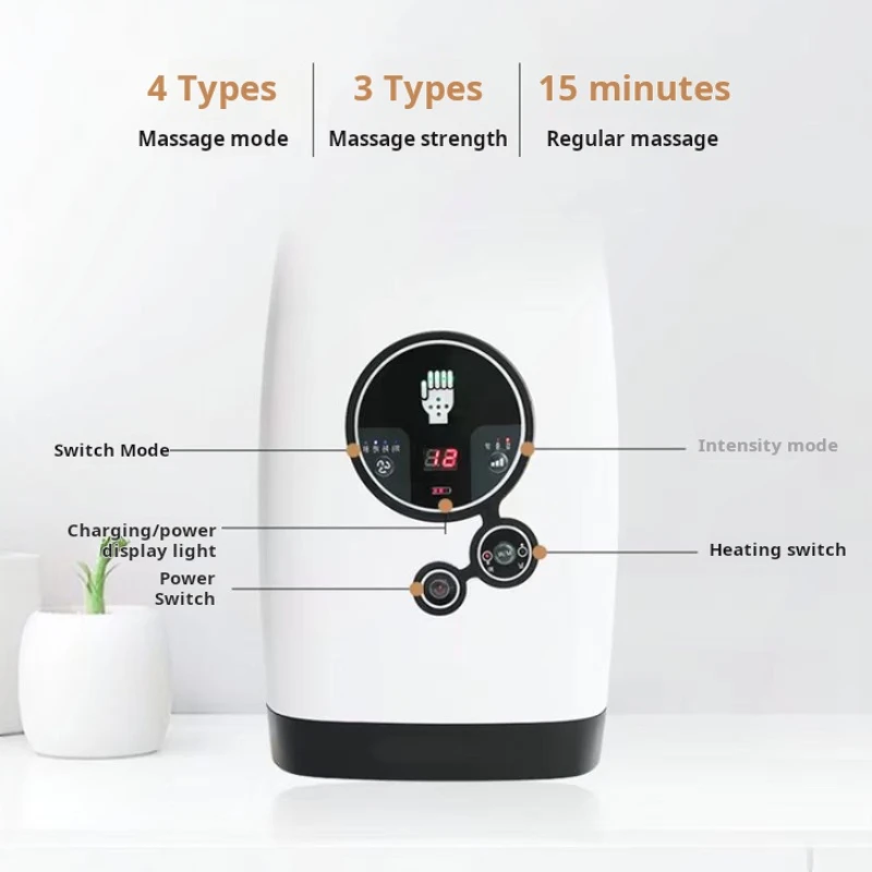 Factory-Sold Cordless Accupressure Hand Massager Electric Palm Rechargeable Air Pressure 3-Level 4-Mode Heating Dual Acupuncture