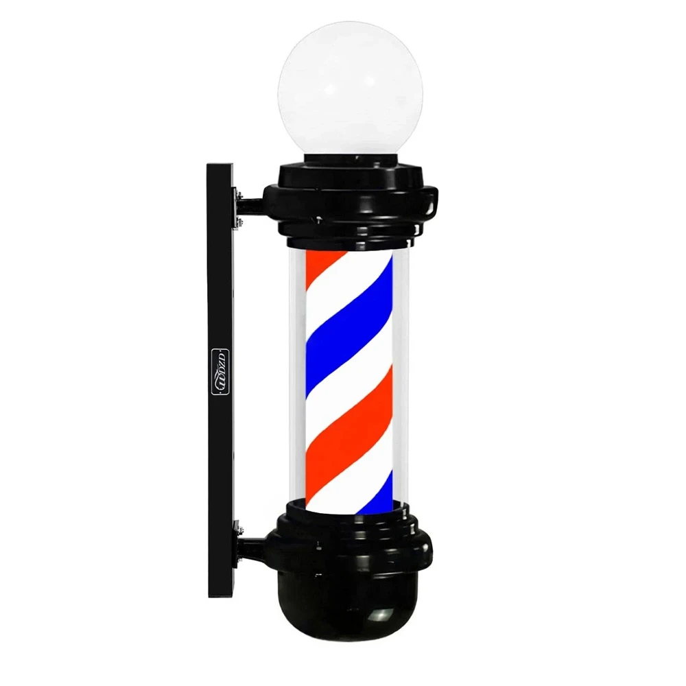 IP54 Waterproof 27'' Barber Pole Hair Salon Open Sign Barbershop Red White Blue LED Strips Wall Mount Rotating Light Save Energy