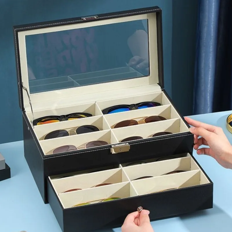 Exquisite Home 8/12/18 Grids Multi Functional Glasses Storage Box Sunglasses Plano Glasses Display Box Watch Storage HolderZG656