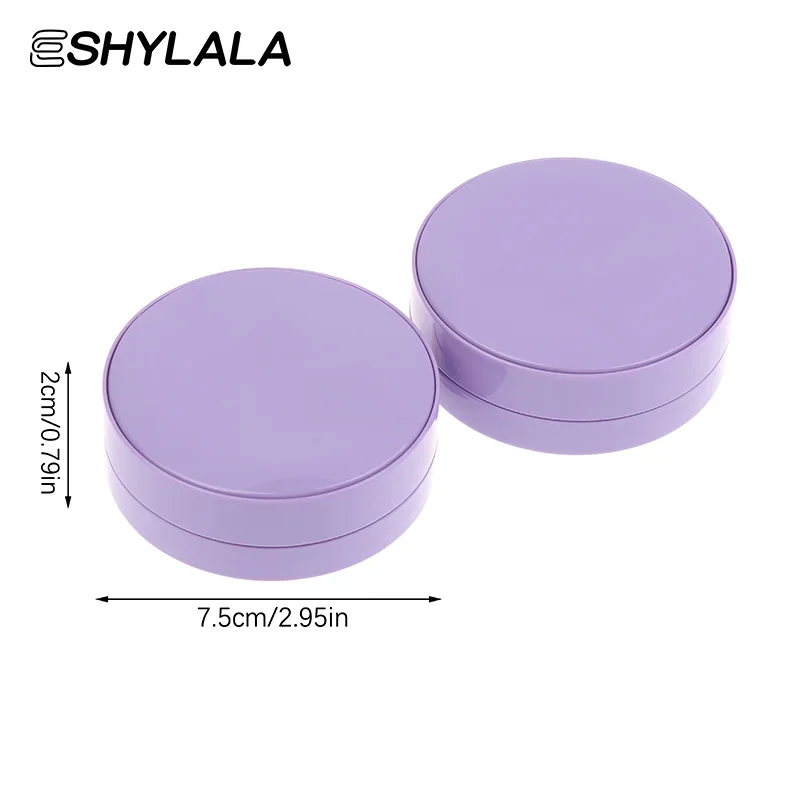 パープルエアクッションファンデーション DIY ボックス空のパフボックスミラー付き BB クリーム化粧品容器スポンジ化粧ケース