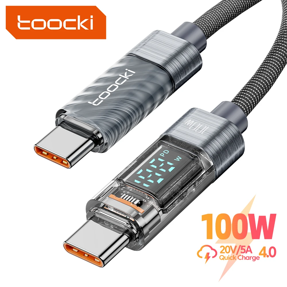 Toocki Type C to Type C Cable 100W PD Fast Charging Charger USB C to USB C Display Cable for Macbook Samsung Xiaomi POCO Realme