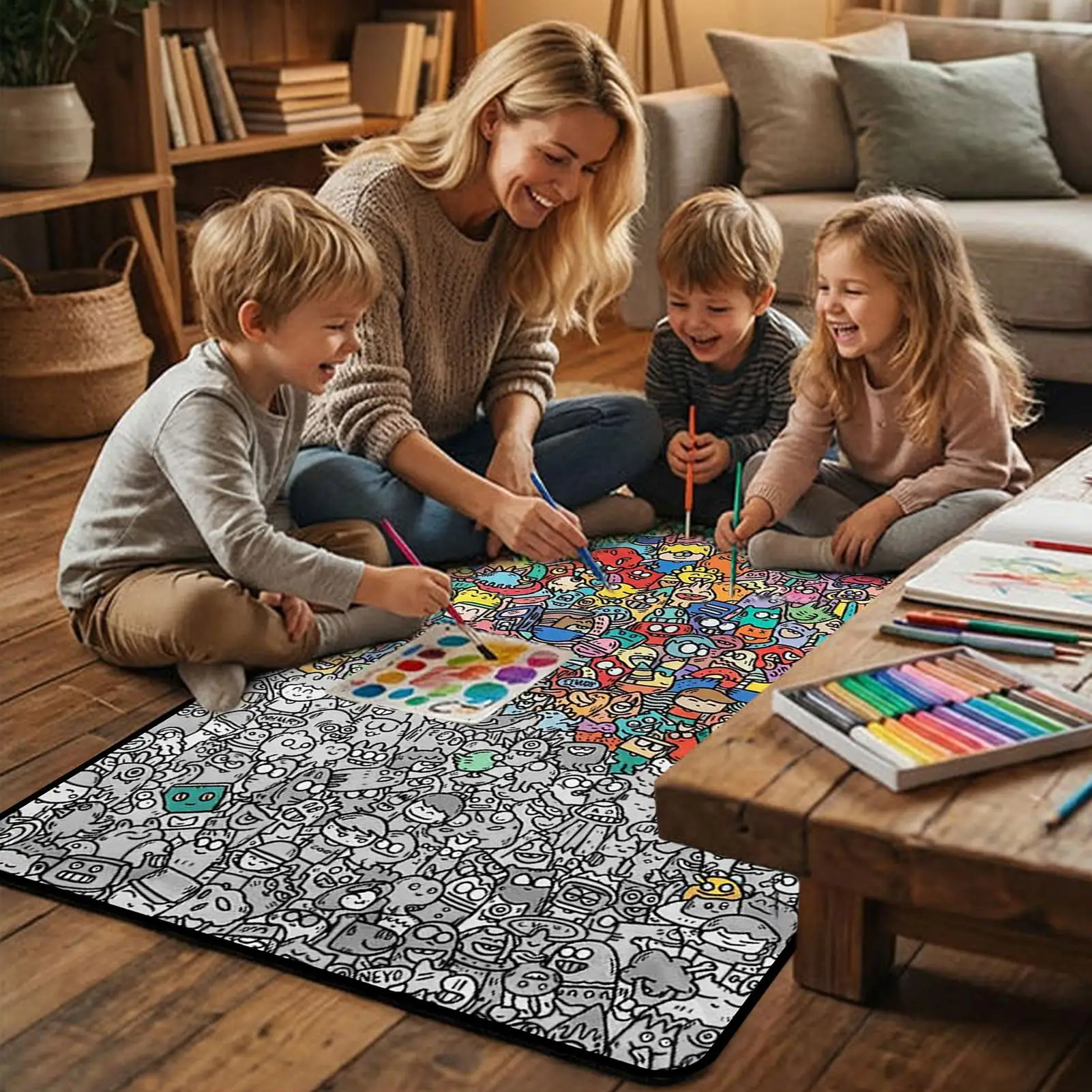 DIY Coloring Blanket Washable Sofa Throws Painting Throw Blanket for Boys Girls Families Craft Lovers Preschools Birthday