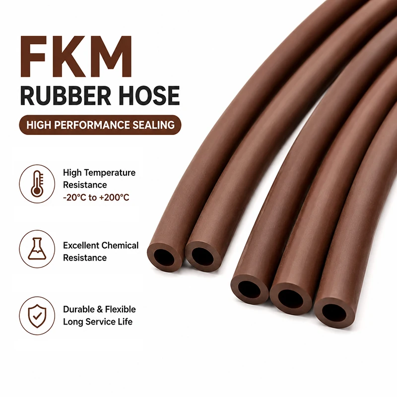 1-5M Brown FKM Fluororubber Soft Tube Corrosion Resistant Fuel Hose Petrol Diesel Oil Delivery Pipe ID 2/3/4/5/6/7/8/10/12/14mm