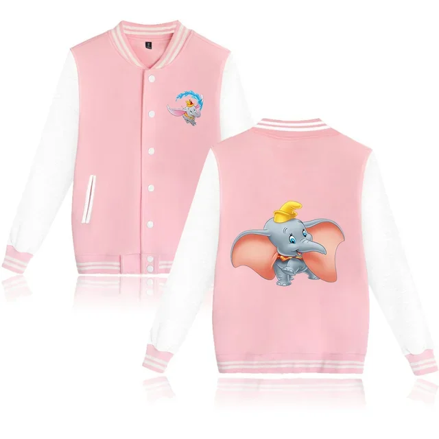 Disney Dumbo Varsity Baseball Bomber Jacket Men Women Hip Hop Harajuku Jackets Kids Boys Girls Single Coats