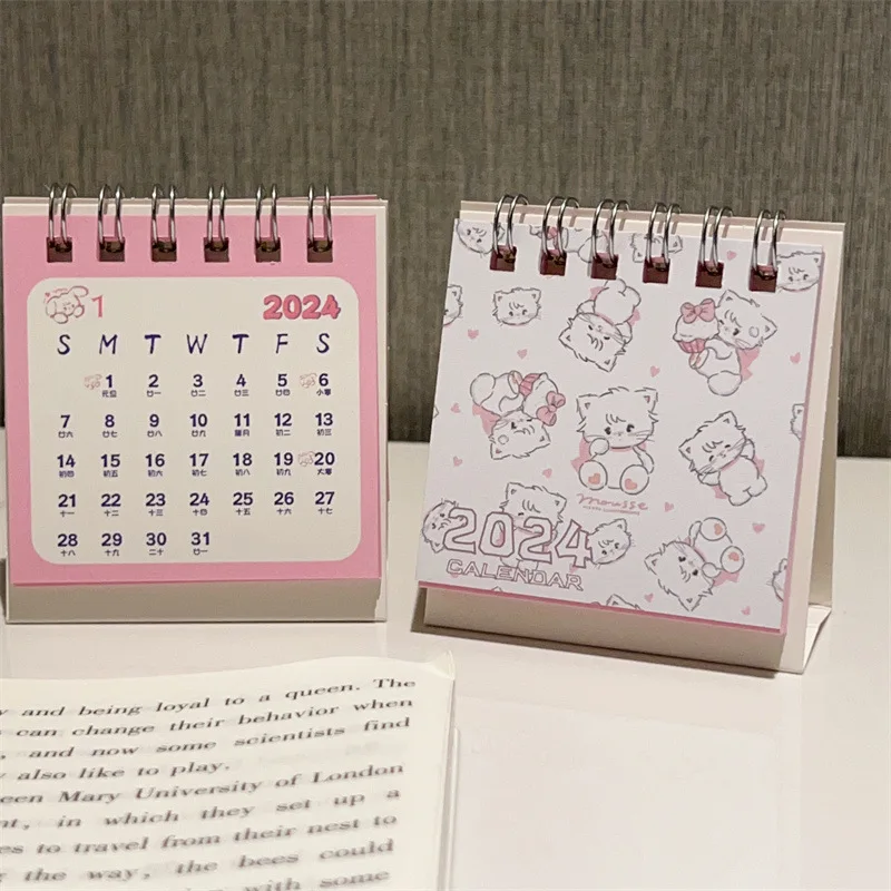 2024 Calendar Delicate Cute Desk Refreshing Mini Desktop Note Coil Calendar Book Office School Supplies