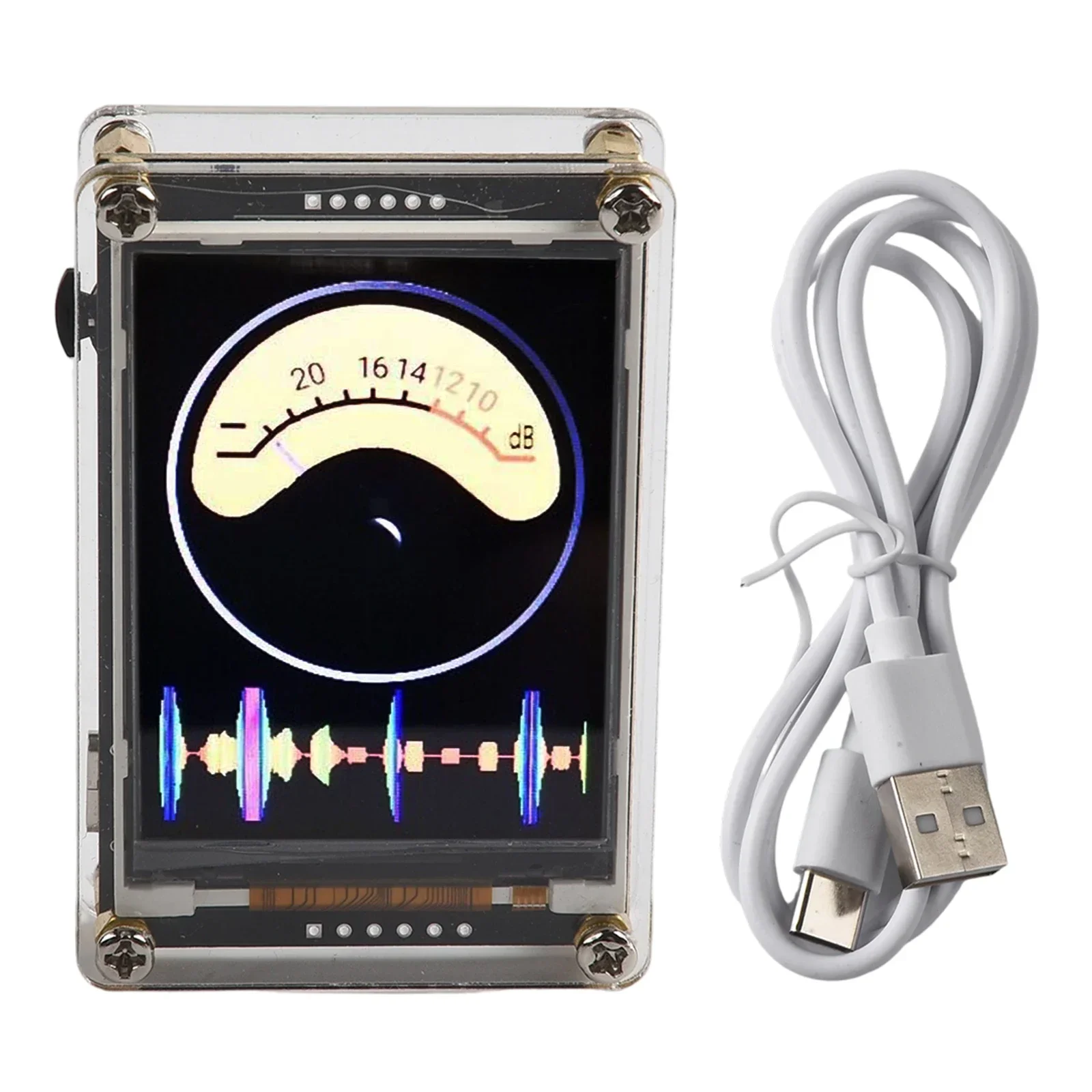 HD LCD Meter Music Spectrum Indicator Indoor Decoration 13 Display Modes 16-bit True Color Screen High Sensitivity Microphone