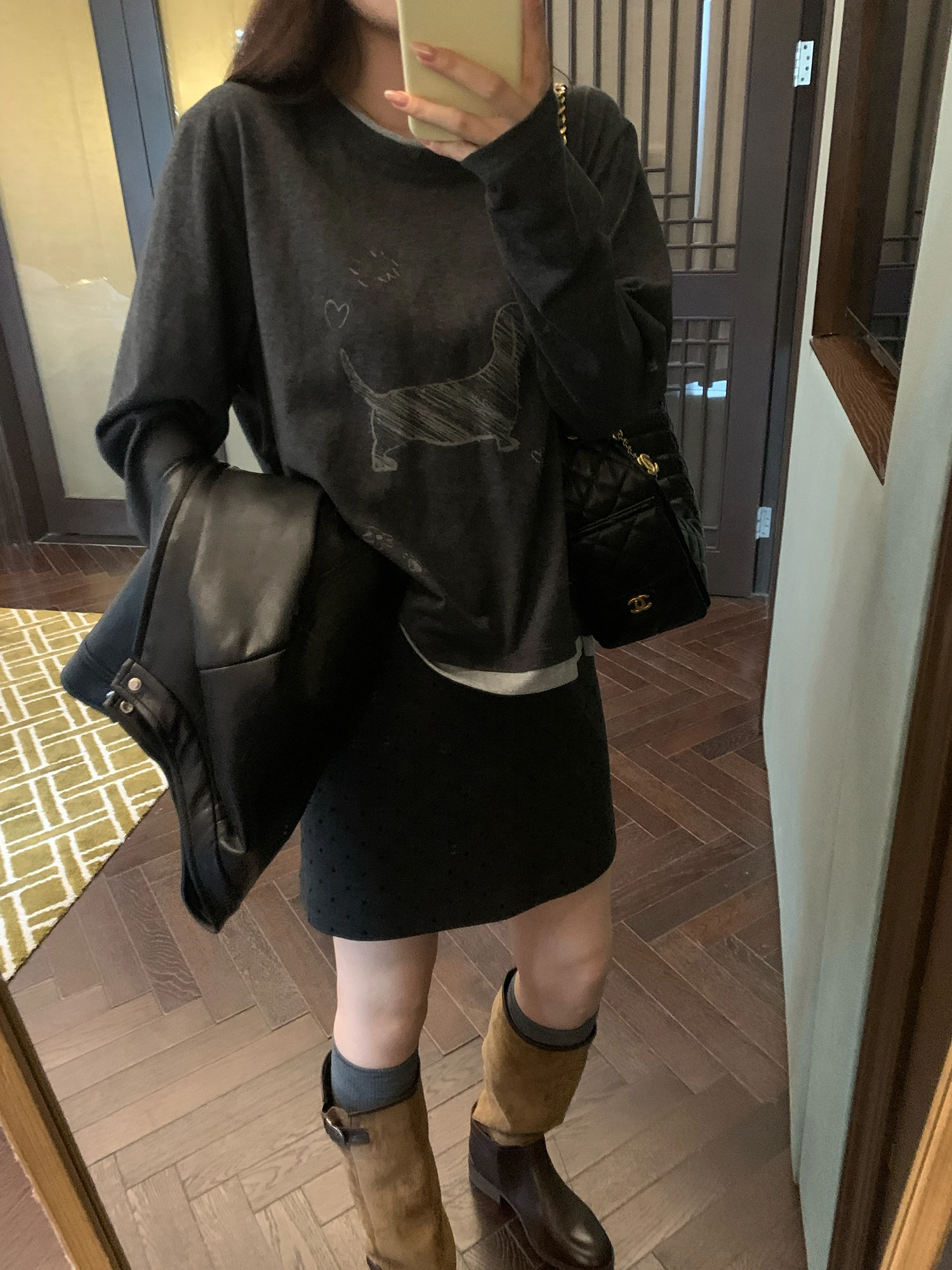 

Футболка с эффектом похудения, приятная для кожи, хлопковая, с длинными рукавами, с принтом, женская, повседневная, свободного кроя, осенняя, модная, с принтом собаки