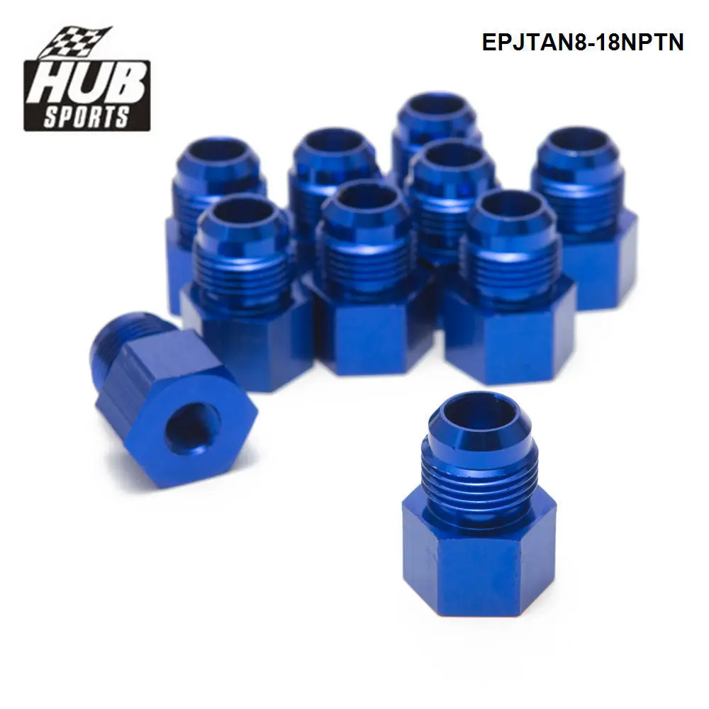 HUB Sports 10PCS/LOT Fitting Flare Reducer Female -1/8NPT To Male -8AN Blue Oil/Fuel Fitting Adapter EPJTAN8-18NPTN