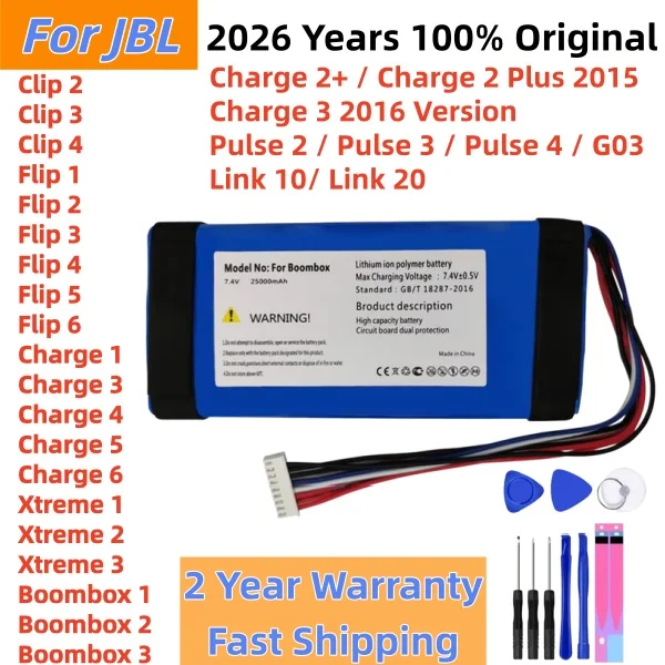 High Quality Original Player Speaker Battery For JBL Xtreme Boombox Clip Charge Flip Pulse 6 5 4 3 2 1 G03 Link 10 20 Bateria