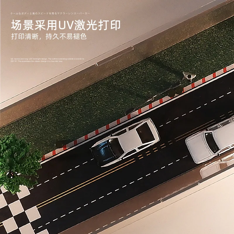 1:64 Garage Beach Road Scene Parking Lot Wooden Base Cabinet Box for Car Model Vehicle Miniatures Toy Decoration Collection Gift