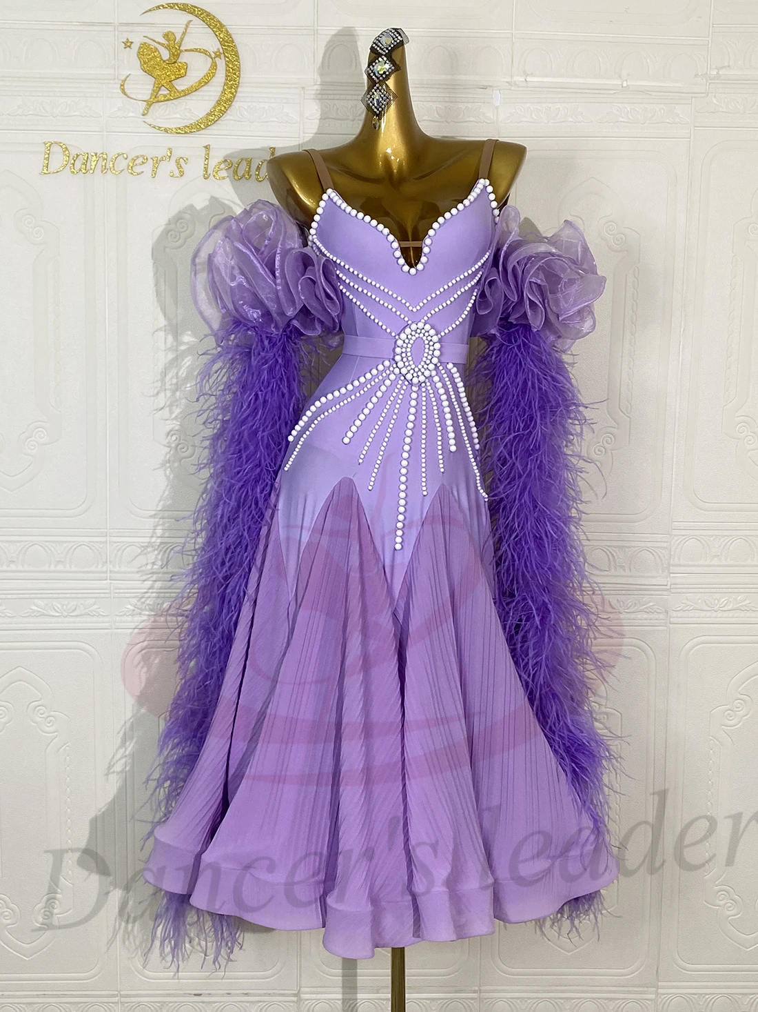 

Latin Dance Adult Children'S Dress AB Stone High-End Custom Mesh Skirt Pearl Dress Precisely Tango Women'S Clothing