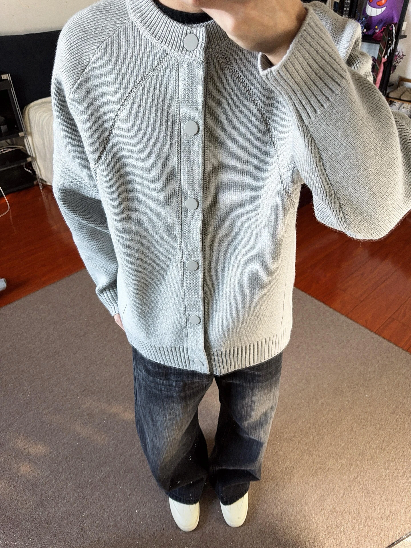 

Американский стильный легкий свободный мужской вязаный кардиган на осень, плотный, простой, винтажный, повседневный, дышащий