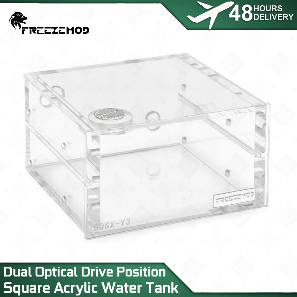 FREEZEMOD Dual Optical Drive Water Tank Square Acrylic Reservoir G1/4 Thread 10mm PMMA Board with Plugs on Both Sides GQSX-Y3