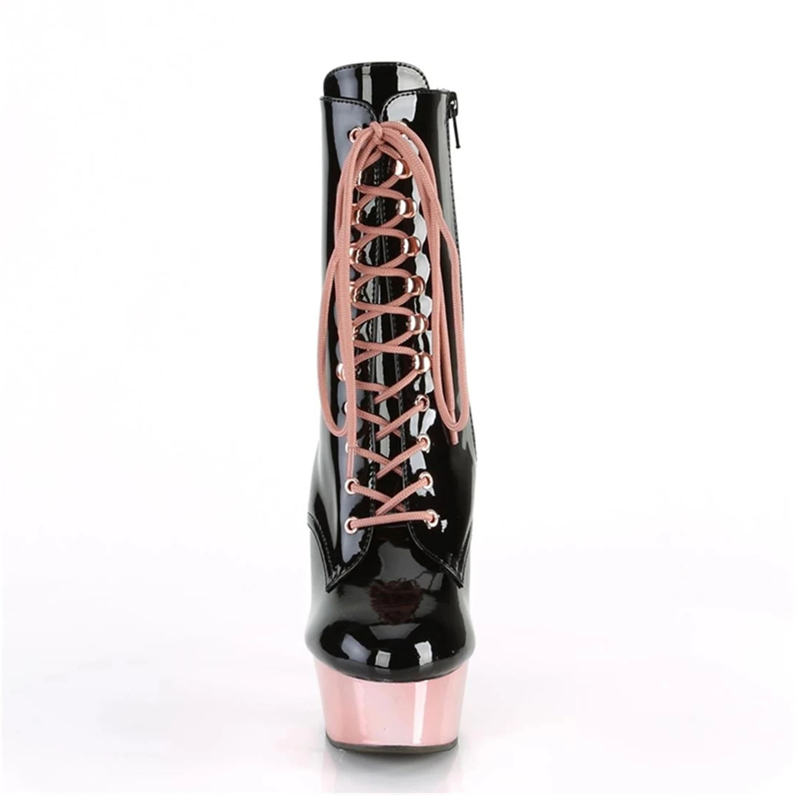 Black Rose Gold Stiletto Ankle Boots 15CM High Heel Fashion Statement for Nightclub Glam Punk Party Wear