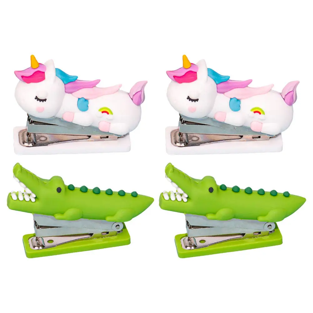 

Набор из 4 мини-степлеров с мультяшным дизайном животных, портативные настольные степлеры, милые канцелярские принадлежности для студентов и офиса