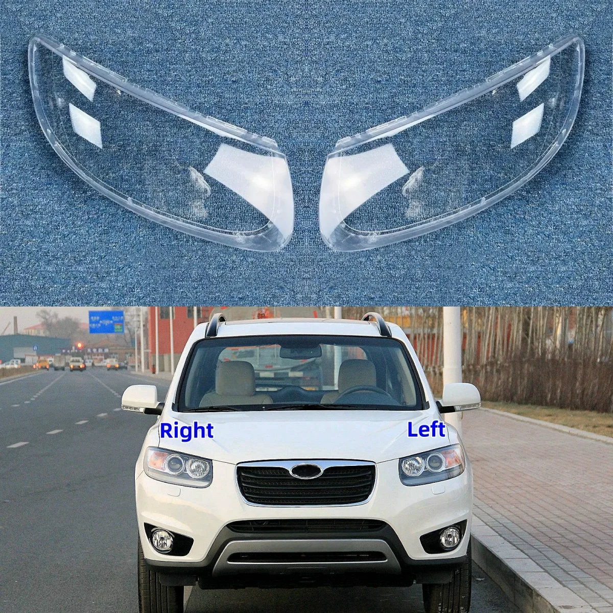 

For Hyundai Santa Fe 2008 2009 2010 2011 2012 Accessories Replace A Transparent PC Headlight Glass Car Lights Shell