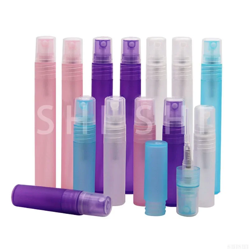 

100pcs Frosted Perfume Spray Bottle Plastic Fine Mist Atomizer Pumps for Perfume, Essential Oils Cosmetic Container 3ml 5ml 10ml