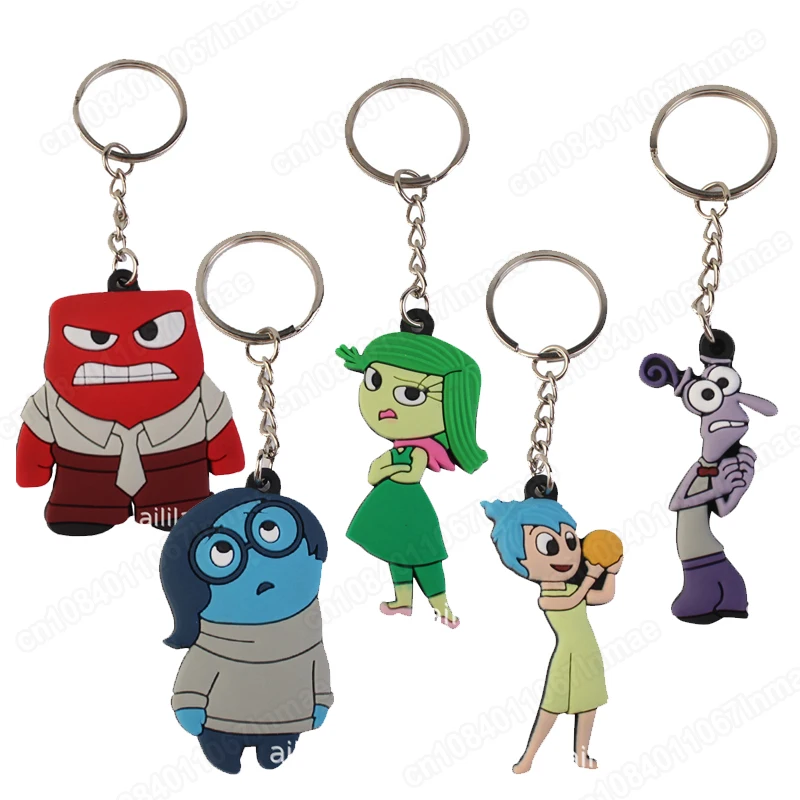 Inside Out 2 Kawaii Figure Key Chain PVC Couple Key Pendant Children Toys School Bag Zipper Decoration Accessories Birthday Gift