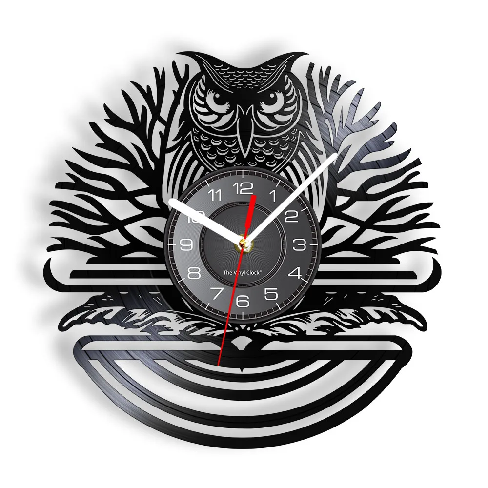 Owl Design Vintage Vinyl Record Wall Clock Animal Time Clock Nursery Wall Art Decor For Children Room Bedroom