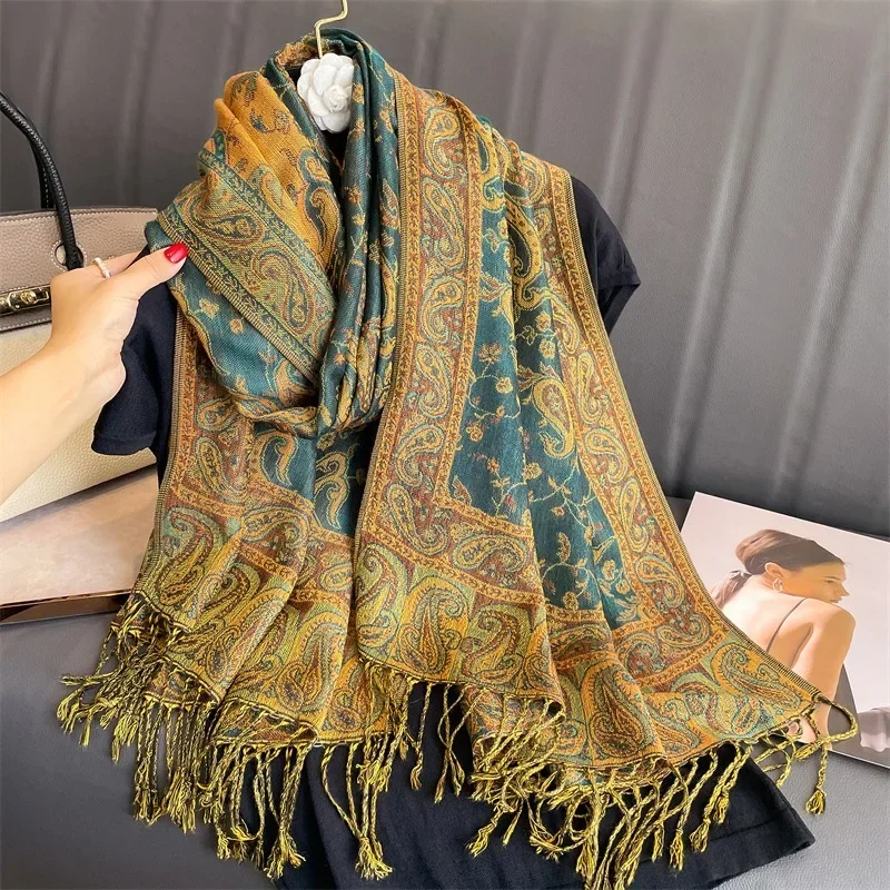 2024 Luxury Brand Winter Cashmere Pashmina Shawl Lady Wrap Warm Autumn Scarves Design Print Female Foulard Cotton Stoles Scarf