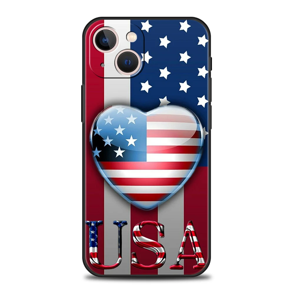 American United States Flag Phone Case Cover for iPhone 16 15 14 13 12 Pro Max XR XS 11 7 8 Plus Shockproof Silicone Soft Shell