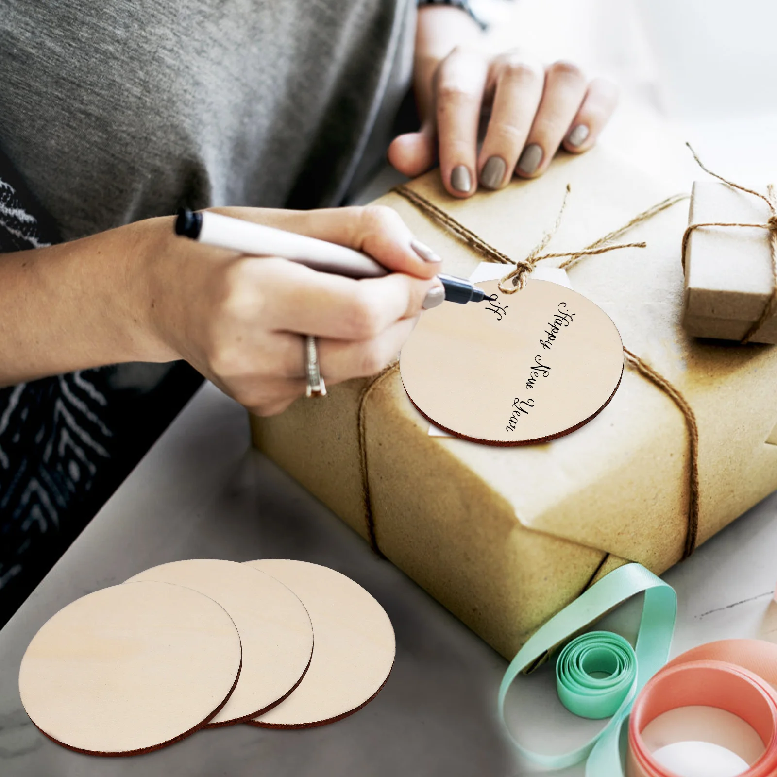 

20 Pcs Wood Slices 8cm Round Wooden Discs Craft Supplies Poplar Wood Rounds Sewing Round Wooden Ornaments Accessories