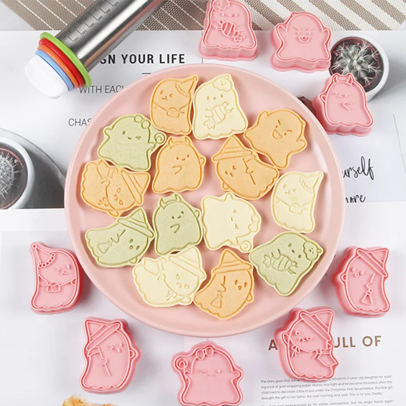 

Рамка для печенья на Хэллоуин, 3d печать для печенья, полая голова тыквы, форма для печенья с призраком, форма для выпечки торта, бытовой кухонный инструмент, силиконовая форма