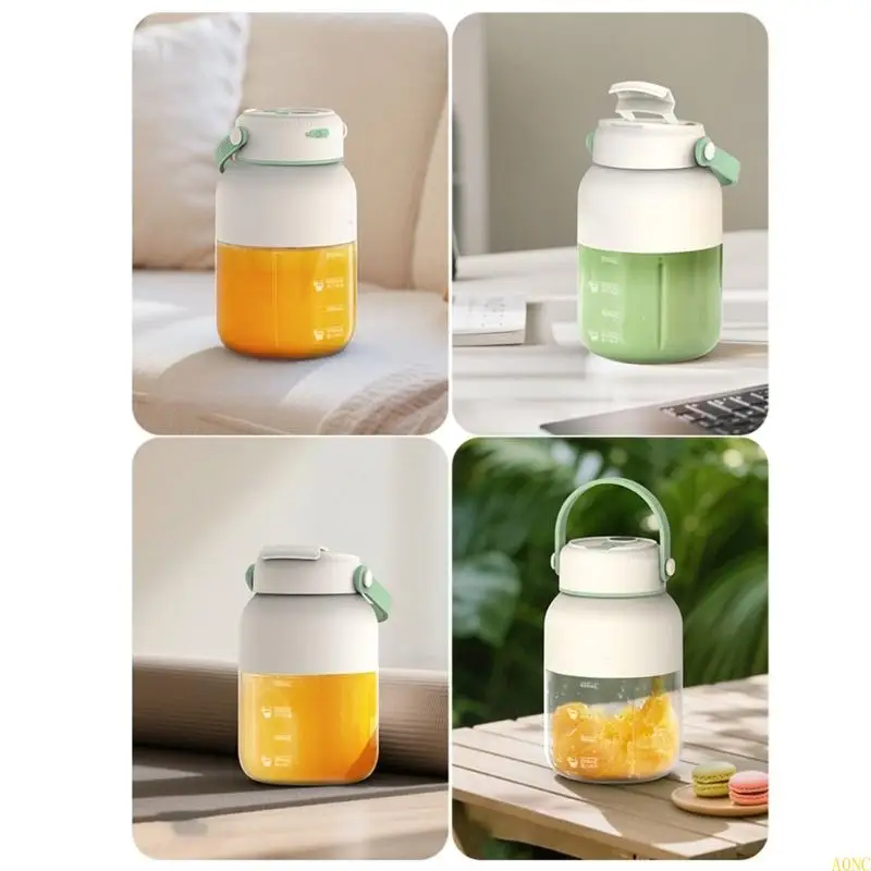 A0NC 효율적인 휴대용 쥬스 컵 스테인리스 스틸 블레이드 배터리 디스플레이 학생 및 바쁜 전문가를위한 주스 제조업체