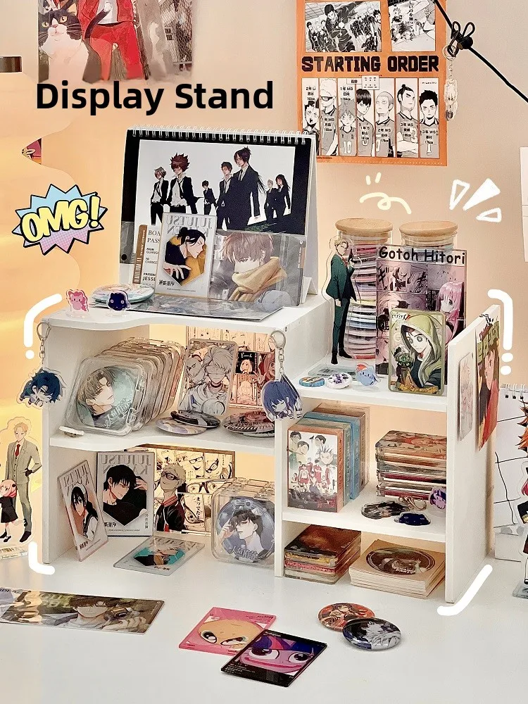 حامل عرض مكتبي وصندوق تخزين متعدد الطبقات لتنظيم الحبوب والزينة، تصميم بسيط لإظهار التماثيل النسائية