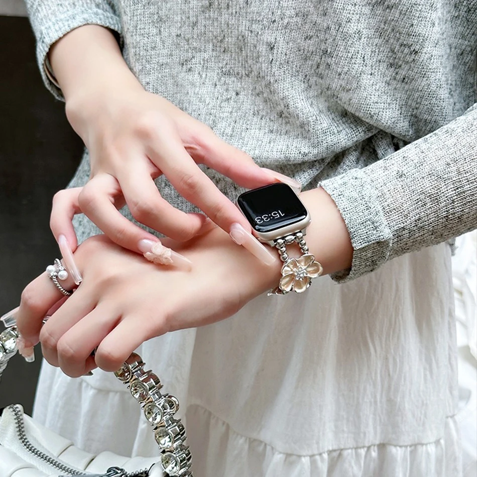 الأزياء الإغاثة الحمضيات زهرة حزام ل أبل iWatch سلسلة 10 9 8 7 6 5 SE الترا 2 الفرقة 38/40/41/42/44/45/46/49 مللي متر سوار معدني